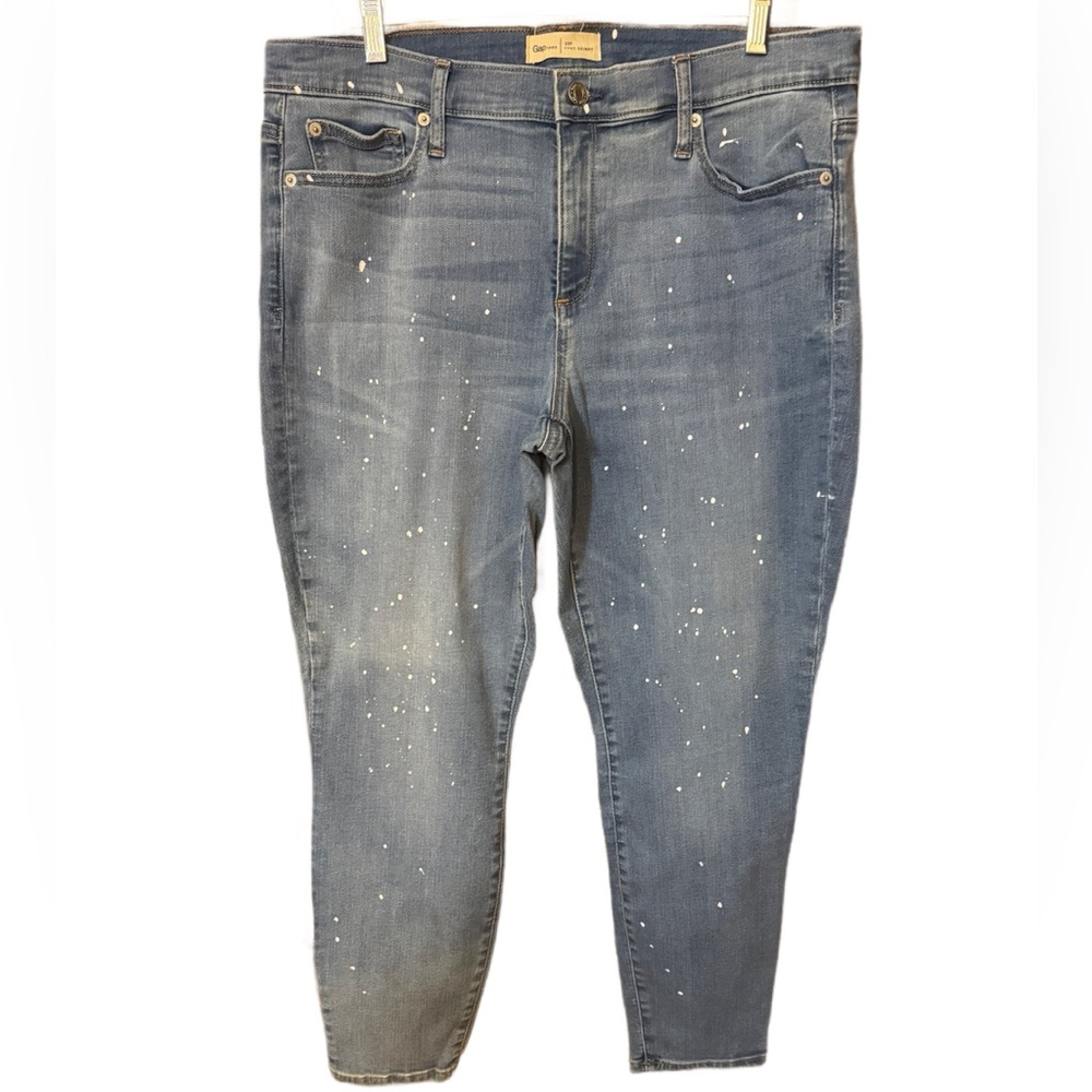 GAP Light Blue Cropped Jeans with Distressed Details